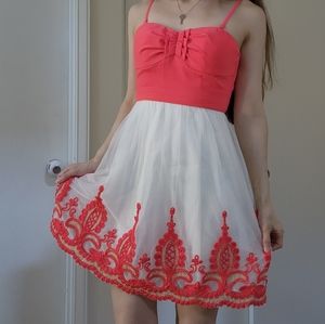 Minuet Modcloth Coral Party Dress 👗 size Small